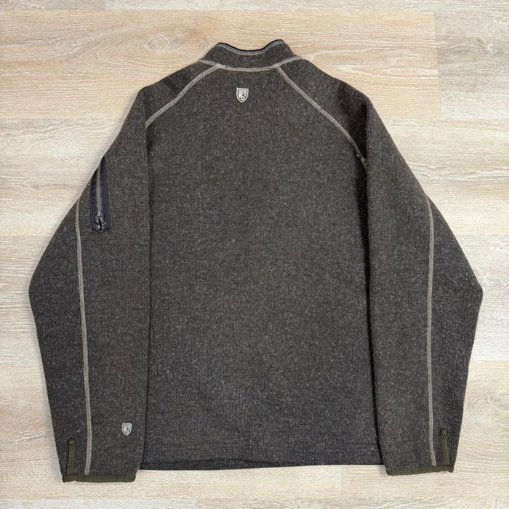 Kuhl Thermo Kore Mens Large Brown 1/4 Zip Pullover Ribbed Fleece Sweater L
